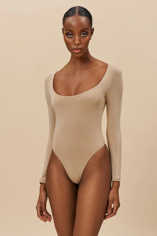 Bodysuit U-neck mocha