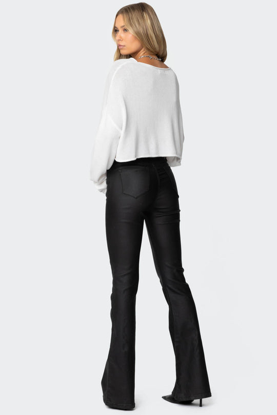 Luna Faux Leather Flare Jeans