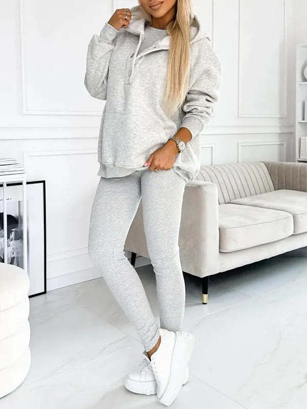 Women's Sports Casual Hooded Sweatshirt Thickened Threaded Slim Vest Pants Three-Piece Set.