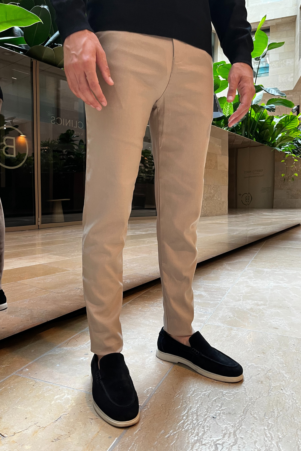 Milan Stretch Pantalon (Slim fit) - Beige