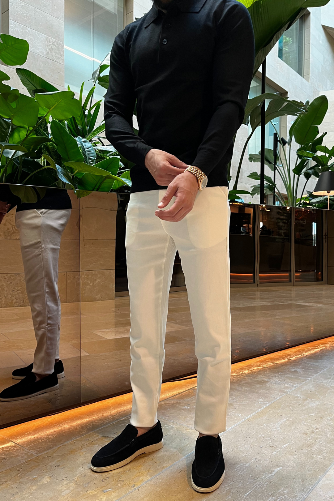 Milan Stretch Pantalon (Slim fit) - White