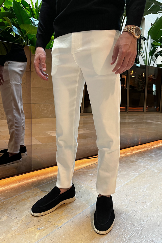 Milan Stretch Pantalon (Slim fit) - White