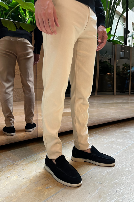 Milan Stretch Pantalon (Slim fit) - Cream