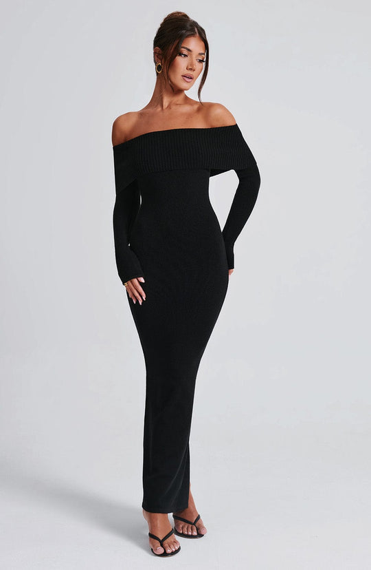 Beverley Knit Maxi Dress - Black