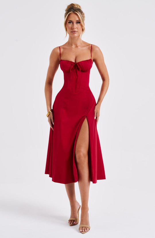 Deanna Midi Dress - Red