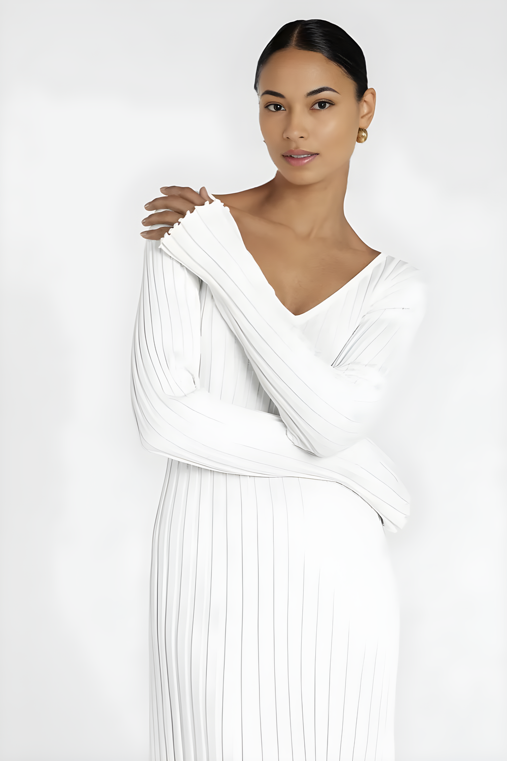 Long-Sleeved Knitted Maxi Dress