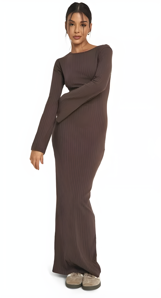 Long-Sleeved Knitted Maxi Dress