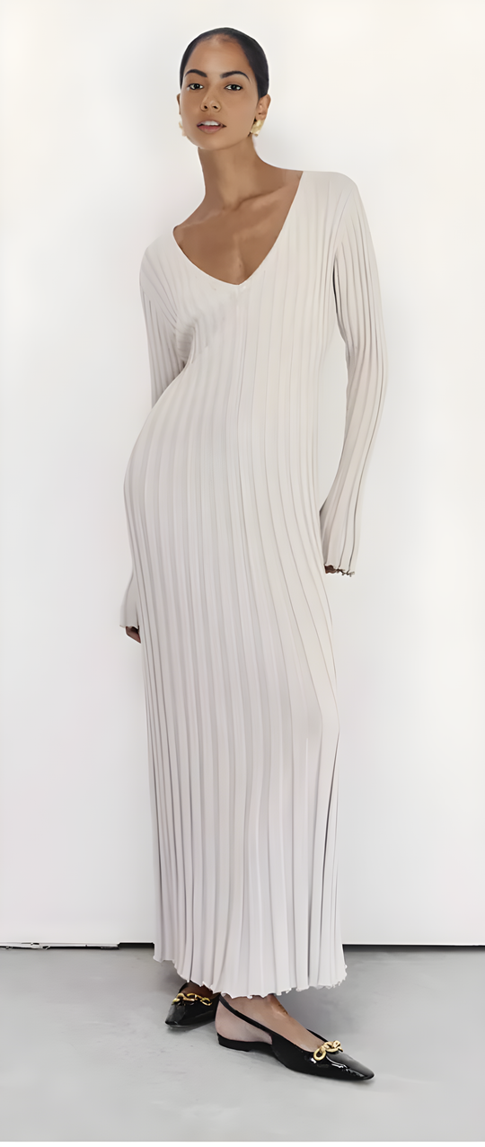 Long-Sleeved Knitted Maxi Dress