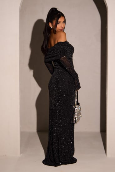 Black Sequin Long Dress