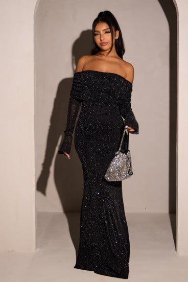 Black Sequin Long Dress